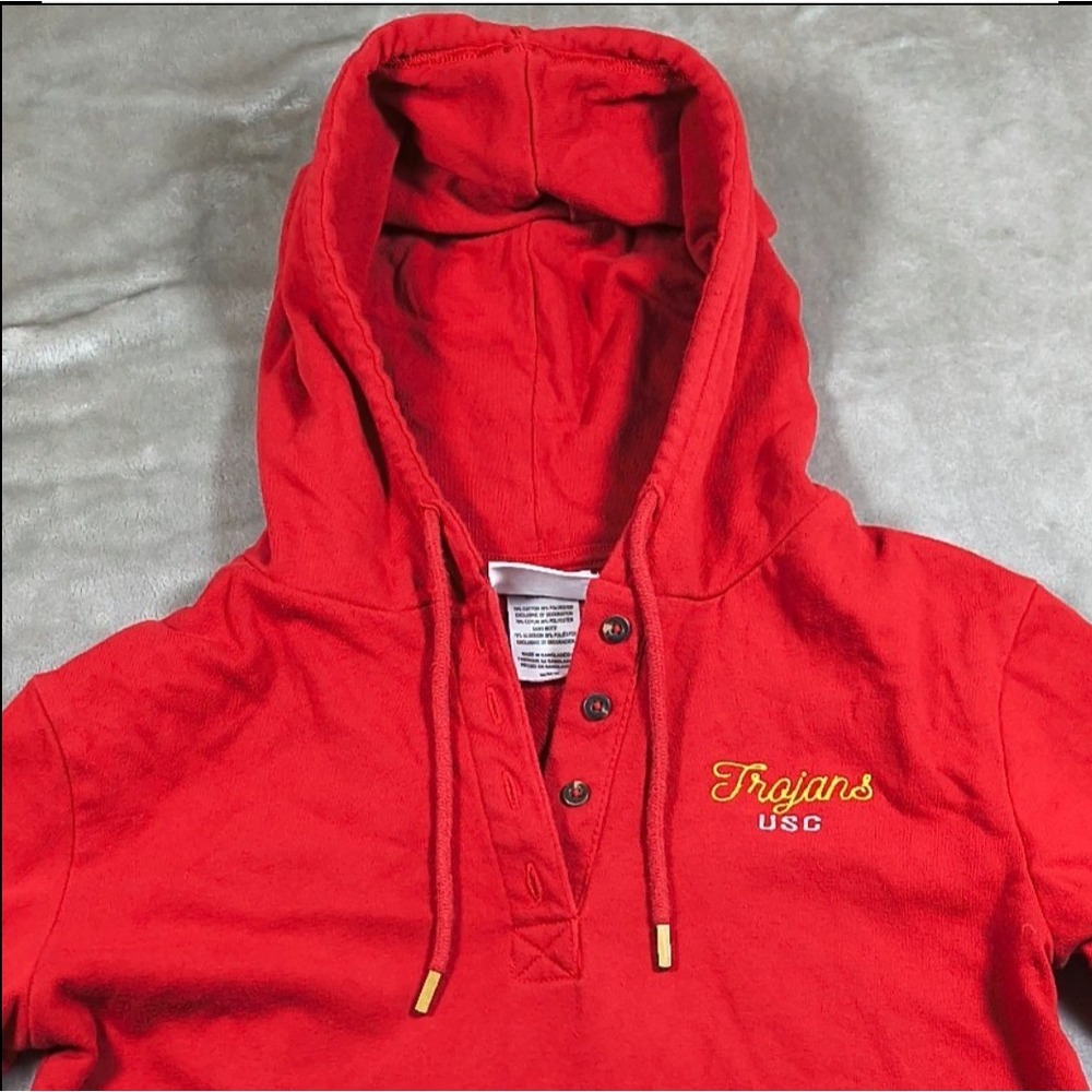 USC Trojans Hoodie Mens Medium Champion Quarter Button Henley Embroidered